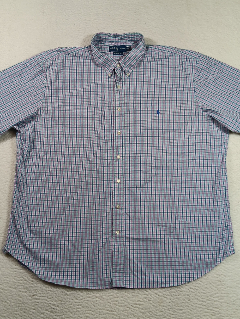 Ralph Lauren Shirt Mens 3X Big 3XB Classic Fit Short Sleeve Button Down Plaid